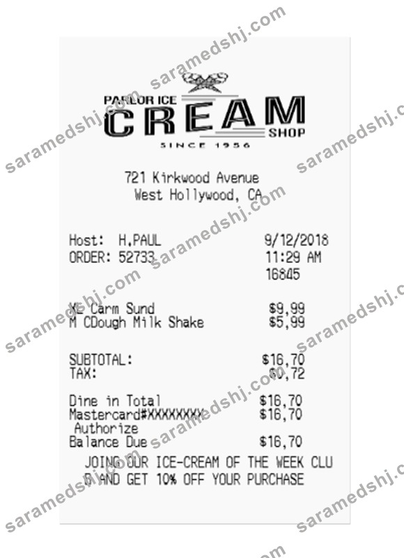 ICE CREAM SHOP payment check